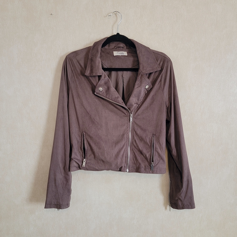 Charlotte Russe Mauve Suede Moto Jacket